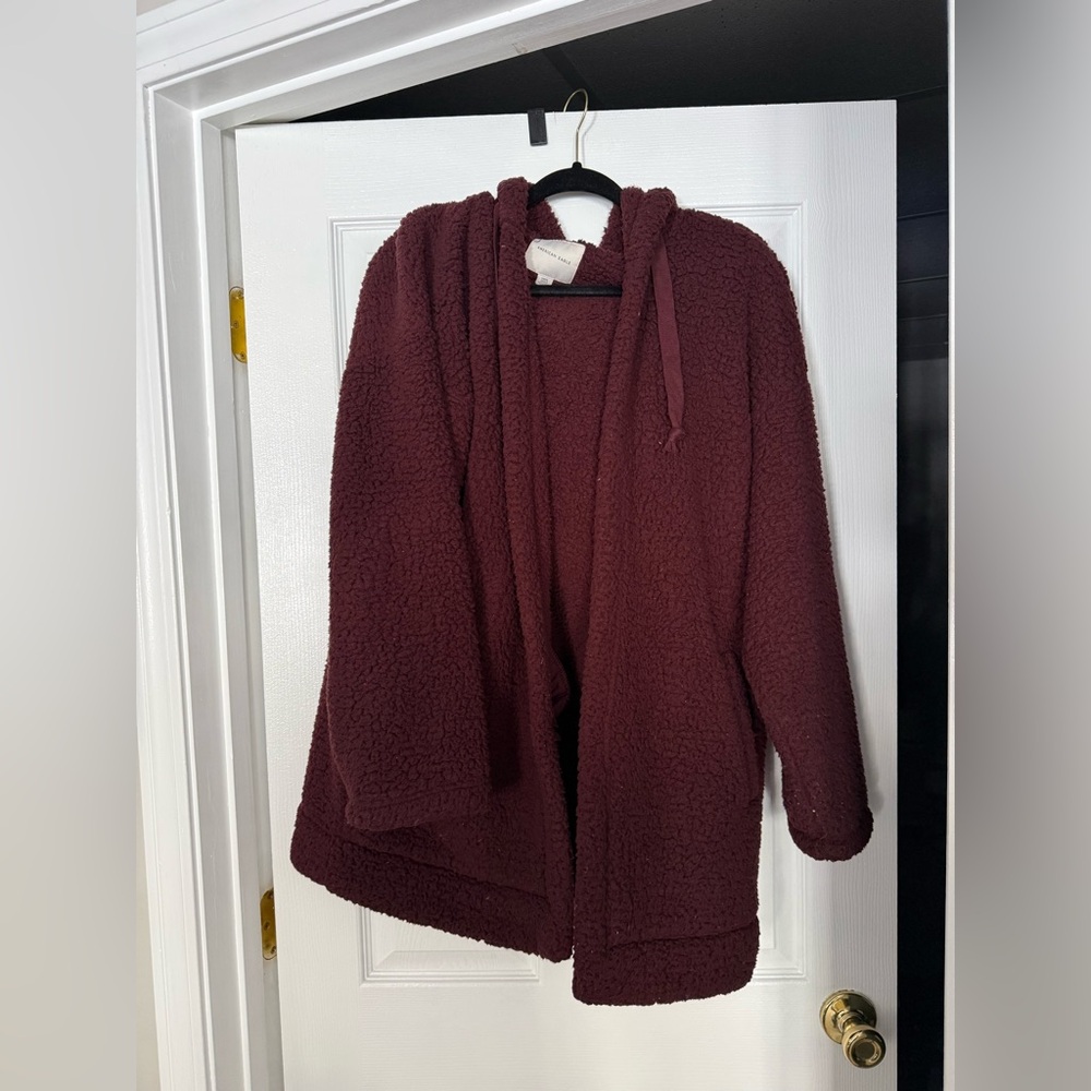 American Eagle Outfitters Maroon Sherpa cardigan